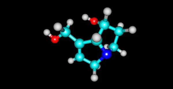 Estructura molecular de retronecina aislada en negro — Foto de Stock