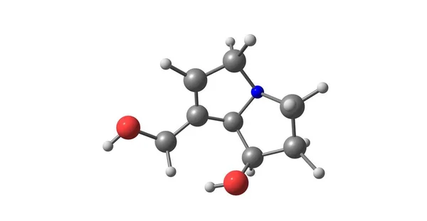 白で隔離 Retronecine 分子構造 — ストック写真