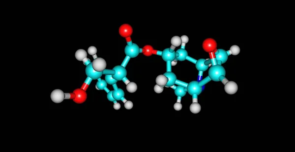 Skopolamin moleküler yapısı üzerine siyah izole — Stok fotoğraf