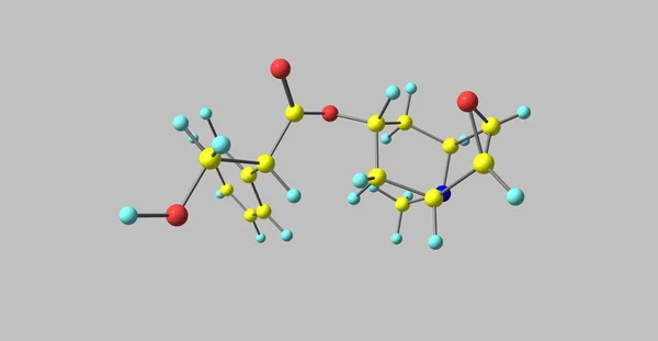 Struttura molecolare della scopolamina isolata su grigio — Foto Stock