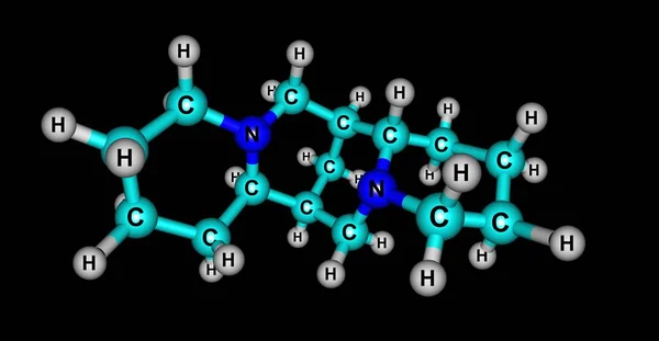 Sparteine απομονωμένα σε μαύρο μοριακή δομή — Φωτογραφία Αρχείου
