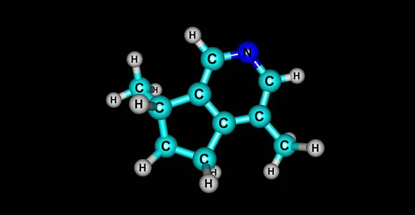 Siyah izole Actinidine moleküler yapısı — Stok fotoğraf