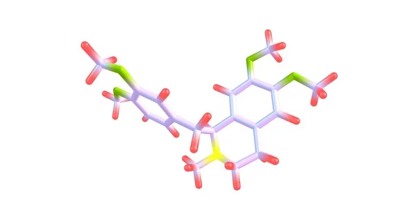 Laudanosine 分子结构上白色孤立 — 图库照片