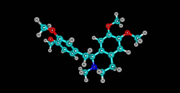 Laudanosine structure moléculaire isolée sur noir — Photo