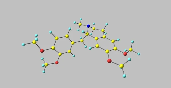 Laudanosine 分子结构上灰色孤立 — 图库照片