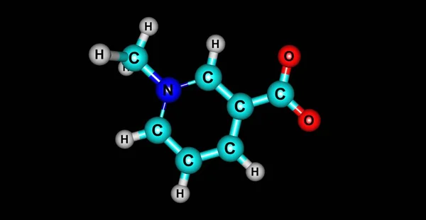 Estructura molecular de la trigonelina aislada en negro — Foto de Stock