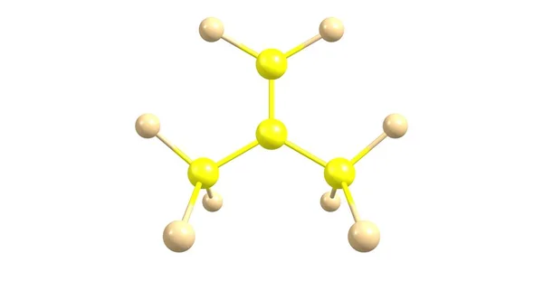 Molekulare Struktur des Perfluorisobutens isoliert auf weiß — Stockfoto