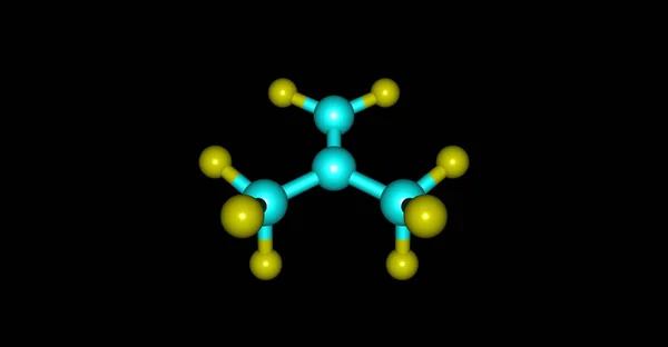 Perfluoroisobutene molekulární struktura izolované na černém pozadí — Stock fotografie