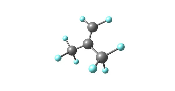 Molekulare Struktur des Perfluorisobutens isoliert auf weiß — Stockfoto