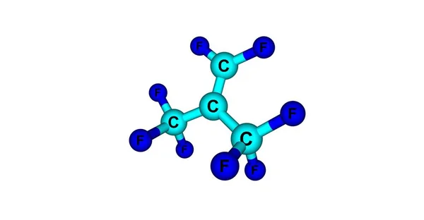 Estructura molecular del perfluoroisobuteno aislada en blanco — Foto de Stock