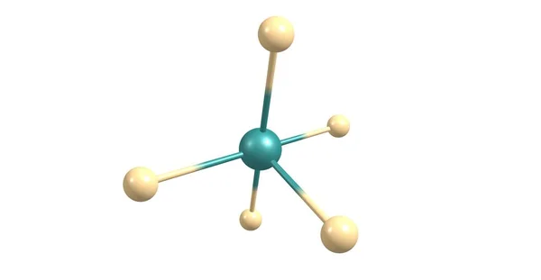 Estrutura molecular do pentafluoreto de arsénio isolado no branco — Fotografia de Stock