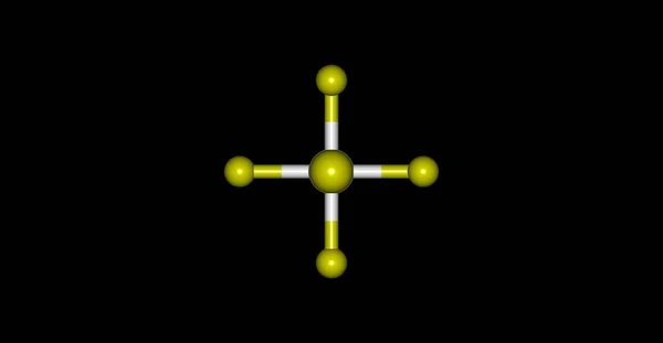 Estructura molecular del pentafluoruro arsénico aislada en negro —  Fotos de Stock