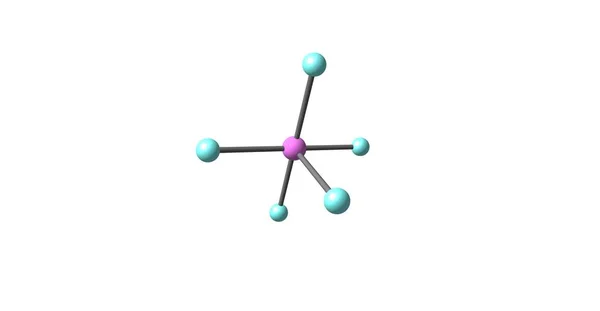 Estrutura molecular do pentafluoreto de arsénio isolado no branco — Fotografia de Stock