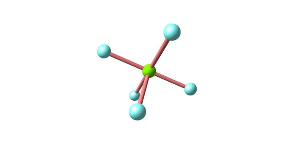 Struktura cząsteczkowa Pentafluorek chloru na białym tle — Zdjęcie stockowe