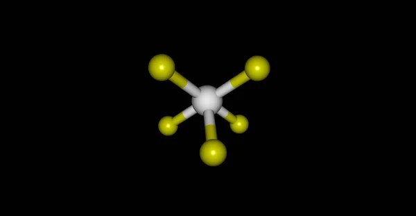 Structure moléculaire du pentafluorure de chlore isolé sur du noir — Photo