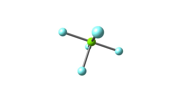 Chlorpentafluorid molekulare Struktur isoliert auf weiß — Stockfoto