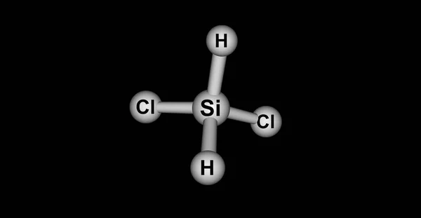 Estrutura molecular de diclorossilano isolada em preto — Fotografia de Stock