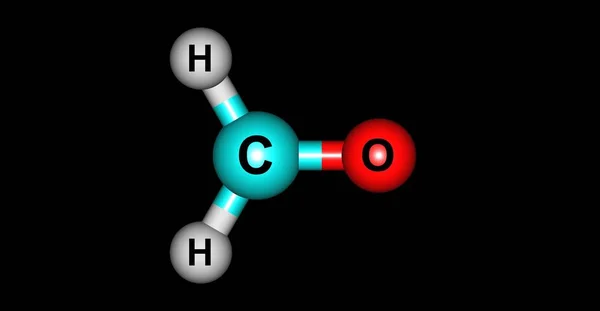 Estrutura molecular do formaldeído isolado em preto — Fotografia de Stock