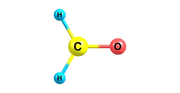 Molekulare Struktur von Formaldehyd isoliert auf weiß Stockbild