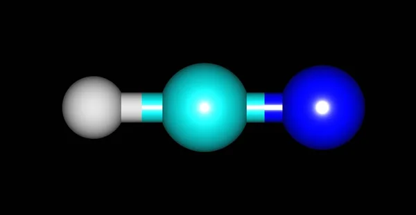 Молекулярная структура цианистого водорода, выделенная на черном — стоковое фото