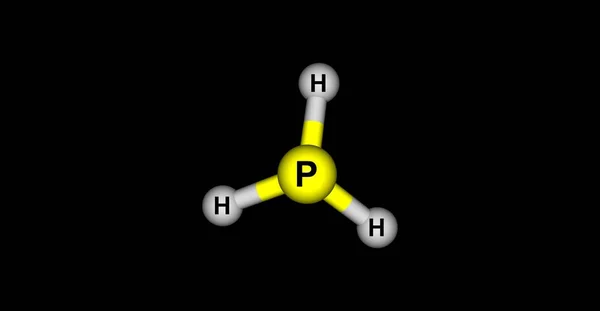 Phosphin molekulare Struktur isoliert auf schwarz — Stockfoto