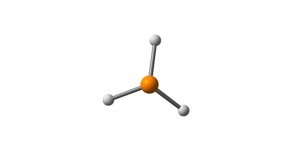 Structure moléculaire de phosphine isolée sur blanc — Photo