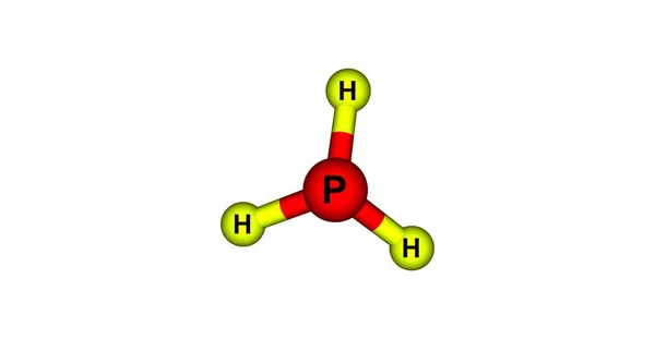 Structure moléculaire de phosphine isolée sur blanc — Photo