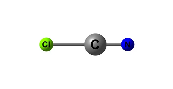 Estructura molecular del cloruro de cianógeno aislada en blanco —  Fotos de Stock