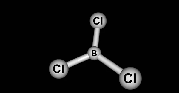 Structure moléculaire du trichlorure de bore isolée sur du noir — Photo