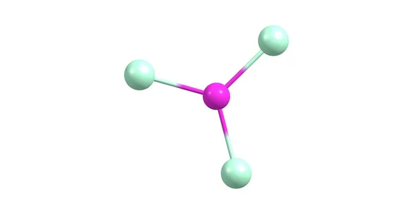 Τριχλωριούχο βόριο μοριακή δομή απομονωθεί σε λευκό — Φωτογραφία Αρχείου