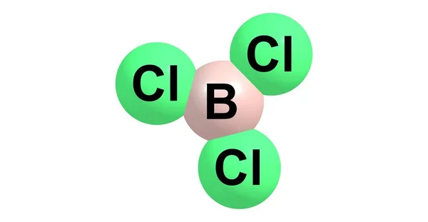 Bor trichloride moleküler yapısı üzerinde beyaz izole — Stok fotoğraf