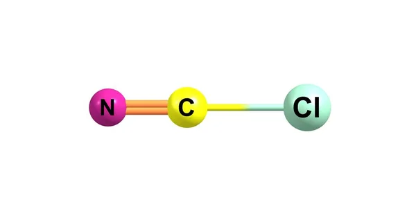 Estructura molecular del cloruro de cianógeno aislada en blanco —  Fotos de Stock