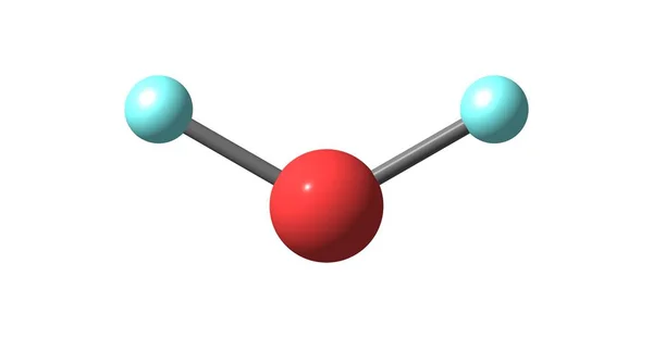 Struktury molekularnej difluorek tlenu na białym tle — Zdjęcie stockowe