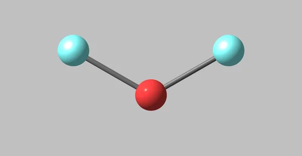 Structure moléculaire du difluorure d'oxygène isolée sur gris — Photo