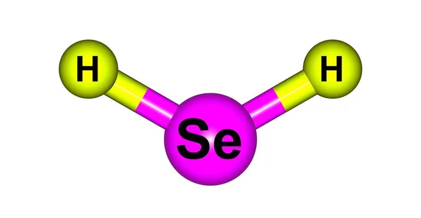 Estrutura molecular de seleneto de hidrogénio isolado em branco — Fotografia de Stock