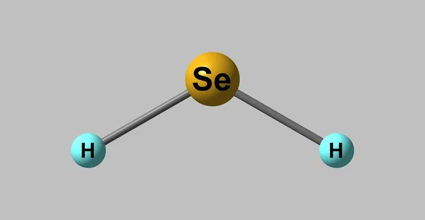 Молекулярная структура селенида водорода изолирована на сером — стоковое фото