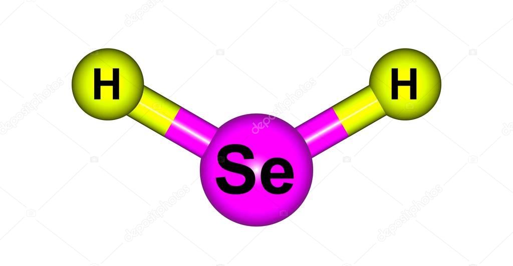 Estructura molecular de seleniuro de hidrógeno aislado en blanco 2022