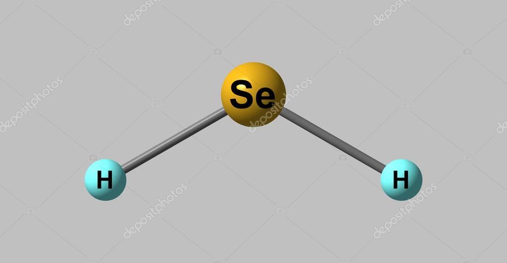 Estructura molecular de seleniuro de hidrógeno aislado en gris 2023