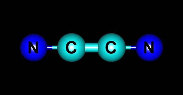 Molekulare Struktur von Cyanogen isoliert auf schwarz — Stockfoto