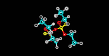 Tetraethyl dithiopyrophosphate moleküler yapısı üzerine siyah izole