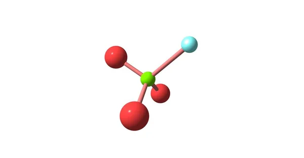 Structure moléculaire du fluorure de perchloryle isolée sur blanc — Photo