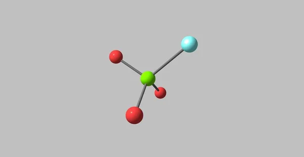 Молекулярная структура перхлорилфторида изолирована на сером — стоковое фото