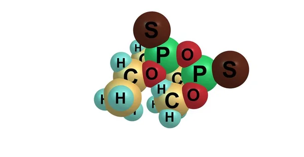 四乙基 dithiopyrophosphate 分子结构上白色孤立 — 图库照片
