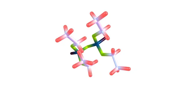 Tetraethyl dithiopyrophosphate moleküler yapısı üzerinde beyaz izole — Stok fotoğraf