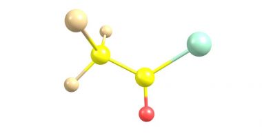 Trifluoroacetyl klorür moleküler yapısı üzerinde beyaz izole