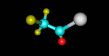 Trifluoroacetyl klorür moleküler yapısı üzerine siyah izole