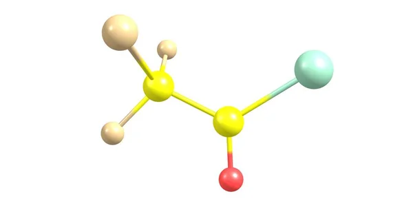 Estructura molecular del cloruro de trifluoroacetilo aislada en blanco — Foto de Stock