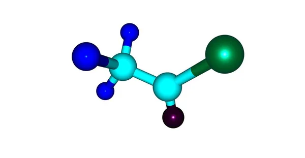 Molekulare Struktur von Trifluoracetylchlorid isoliert auf weiß — Stockfoto