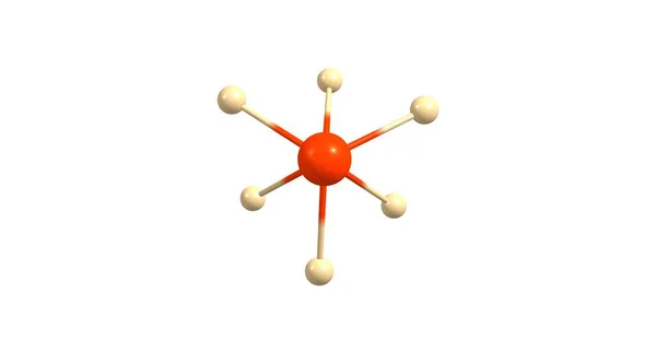 Structure moléculaire de l'hexafluorure de tungstène isolé sur blanc — Photo