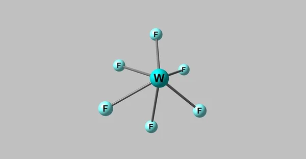 Молекулярна структура гексафториду вольфраму ізольована на сірому — стокове фото